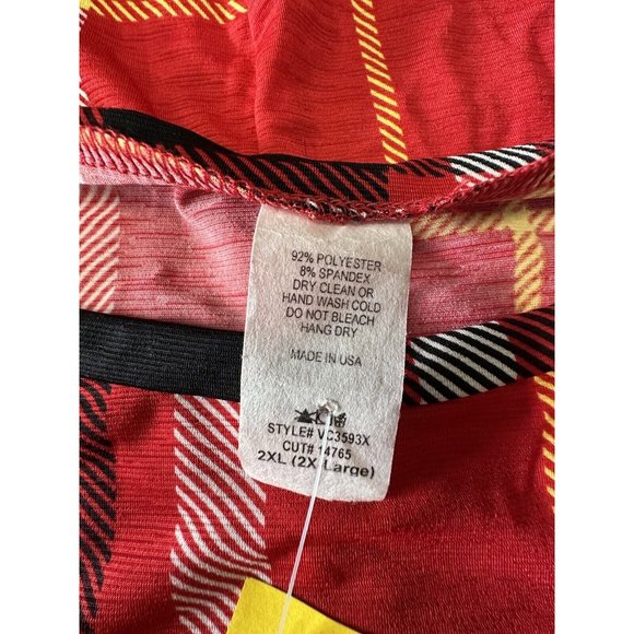 Mermaid Cove Red Checkered Dress Womens Plus Size 2XL 3/4 Sleeve Flare - Picture 8 of 8